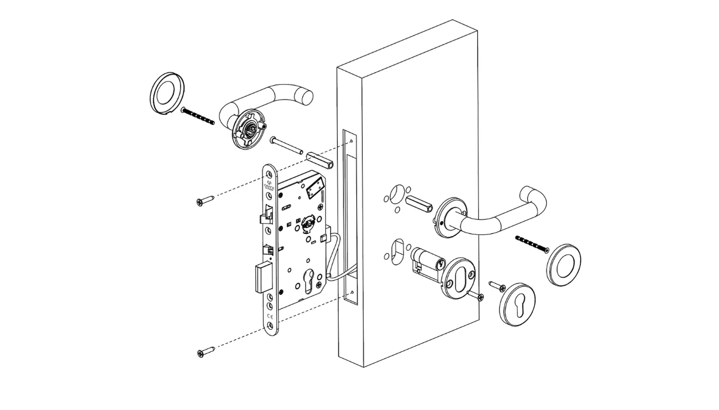 Exploded view of the lock